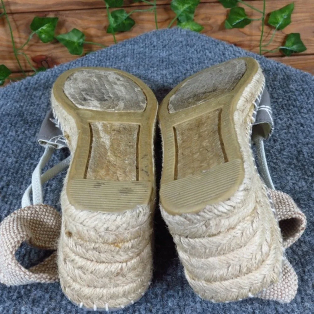 Montego Bay Club Womens‎ Espadrille Wedge Sandals Size 7.5 Gray Canvas
